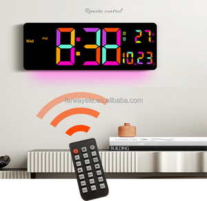16 "kỹ thuật số Đồng hồ treo tường lớn hiển thị với RGB màu điều khiển từ xa tự động độ sáng lớn đồng hồ với đèn ban đêm tự động DST - Product Image 1