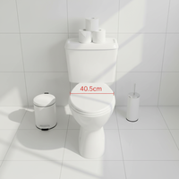 Meuble de salle de bain moderne en céramique Cuvette de toilette carrée à double chasse Cuvette en céramique blanche en deux pièces Robinets dissimulés en or rose Ouverture automatique