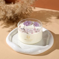 Bougie parfumée artisanale en cristal naturel avec mèche en bois, best-seller, bougie d'aromathérapie pour la décoration de la maison et cadeau d'anniversaire