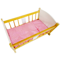 Tempat tidur mainan boneka bayi desain gratis kustom mainan gantung tempat tidur ayunan kayu boneka bayi baru lahir