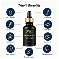 Liquide Revitalisant Corporel avec 200mcg K2 et 250mcg D3 dans de l'huile de coco pour le soutien osseux et immunitaire 50 Premium Pro Result