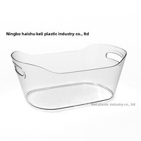 Seau à glace en plastique transparent à double poignée, portable, léger et durable, pour le camping et les fêtes, pour le stockage de la bière et du vin