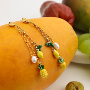 Pendientes de borla de piña con perla de agua dulce y cadena de oro, joyería de uso diario para mujer - Product Image 2