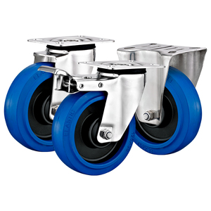 80mm1125mm मध्यम शुल्क यूरो प्रकार सु304 स्टेनलेस स्टील कैस्टर व्हील एंटी-रूस्टेड इलास्टिक रबर व्हील - Product Image 5