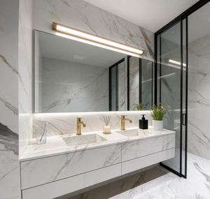 BALOM Customized White Marble Double Sink Bathroom Cabinet <b>with</b> LED <b>Mirror</b> <b>Wall</b> Mounted <b>Storage</b> for Home Bathroom Organizer - Product Image 4