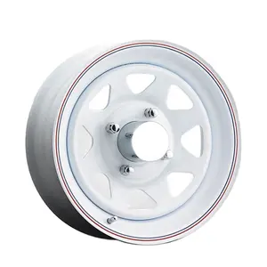 8 Spoke White Steel Wheels 14 Inch Car Wheels 4 × 140 Rims