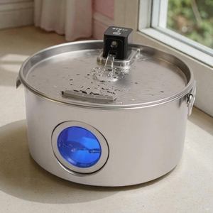Fontaine à eau intérieure automatique durable en acier inoxydable 304 de 12 L, à commande par capteur, avec fenêtre de niveau d'eau, système de filtration pour chats - Product Image 1