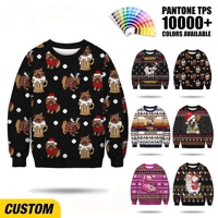 Sweat-shirt décontracté à col rond pour homme avec impression intégrale de Pug de Noël par sublimation personnalisée pour les fêtes de Noël