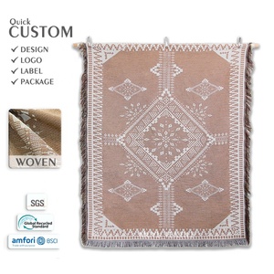 MOQ, 1 pieza, tapiz <span class=keywords><strong>de</strong></span> Jacquard geométrico Retro personalizado, diseño <span class=keywords><strong>de</strong></span> estilo étnico, tapiz tejido, manta, servicio personalizado multidimensional - Product Image 1