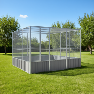 Cage à oiseaux en acier galvanisé 119,1x127,8x83,3 pouces, grise, durable, rectangulaire, pour l'extérieur, fournitures pour oiseaux - Product Image 2