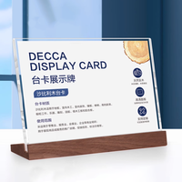 Présentoir personnalisé de couleur bois naturel de bureau avec base en bois panneau publicitaire menu affichage panneau d'affichage
