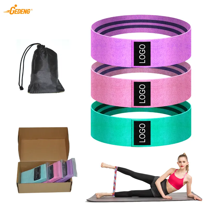 New Fashion Factory Price 2021 GEDENG Non-Slip Elastic Workout Exercise Bands fabric resistance bands sets