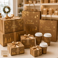 Boîte cadeau magnétique de Noël en kraft avec feuille d'or, motif poinsettia, boîte pliante de luxe personnalisée avec logo pour cadeau de fête, vente en gros