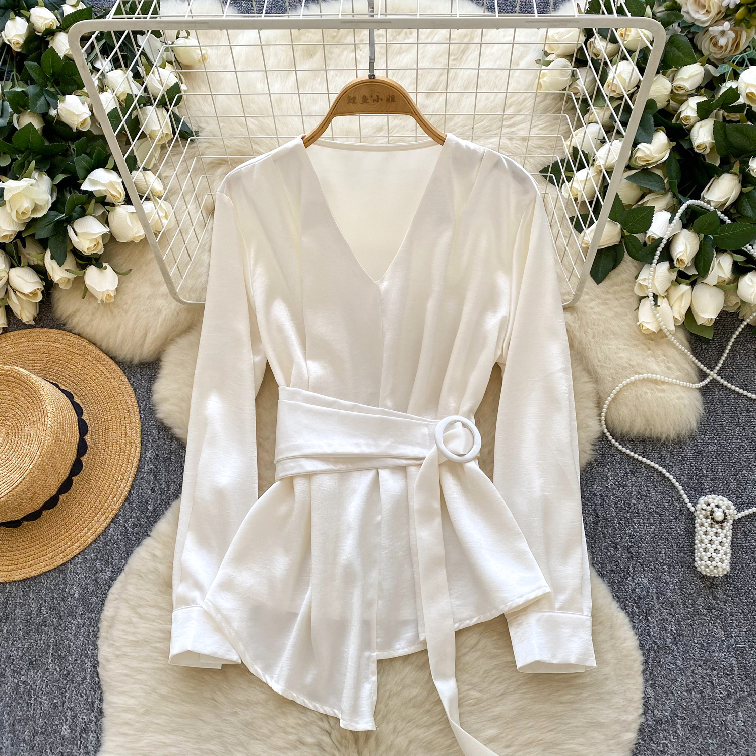 Autumn Full Sleeve V-neck Casual Blouses Women Solid Draped Shirts Ladies Casual  Tops Clothes Women Wholesale| Alibaba.com