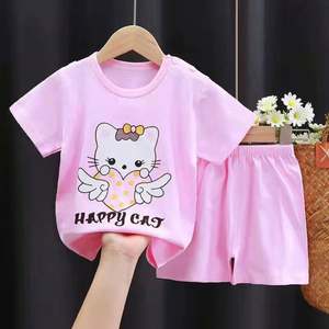 Costume à manches courtes pur coton été nouveau garçon vêtements bébé vêtements femme t-shirt vêtements pour enfants en gros - Product Image 3