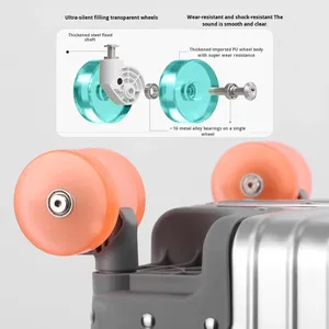 <span class=keywords><strong>Maleta</strong></span> Moderna de Aluminio 2026, <span class=keywords><strong>Maleta</strong></span> de Viaje con Ruedas y Contraseña, de 20-28 Pulgadas, Gran Capacidad, <span class=keywords><strong>Asa</strong></span> de Cuero, para Viajes de Negocios y Ocio - Product Image 3