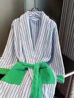 Peignoir de serviette en pur coton double couche de haute qualité Robe quatre saisons à revers élégant-Moyen-Long pour les couples été automne printemps