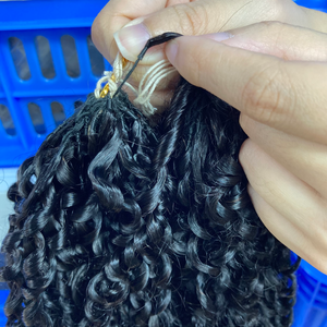 Cheveux vierges vietnamiens 100% non traités, pointes de 50g, extensions au crochet en plumes pour tressage, double trame machine, bouclés Pixie en vrac - Product Image 4