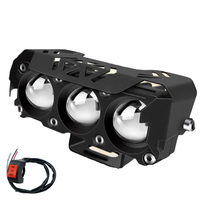 Nouveaux phares de moto à 2 modes DRL 3 lentilles LED Mini phare de conduite Feux de travail antibrouillard pour voiture/camion (12V en aluminium moulé sous pression)
