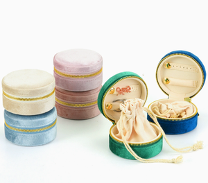 Custom Logo PU Leather Travel Jewelry Case Portable Velvet <b>Jewellery</b> <b>Box</b> Organizer with Zipper for Necklace Earrings Rings - Product Image 2