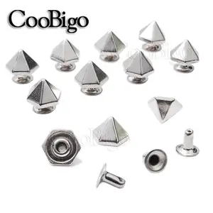 6mm Metal Cone Rivet Stud Spikes Punk Rock Nailhead Leathercraft Decoration Belt Bag Shoes Garment DIY Accessories Silver