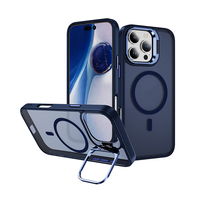 Coque de téléphone magnétique sans fil avec anneau de charge, finition mate, pour iPhone SE4 et iPhone 16E, avec film de protection d'objectif et support, design translucide