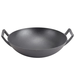 <span class=keywords><strong>Wok</strong></span> tradicional de hierro fundido, <span class=keywords><strong>Wok</strong></span> chino de hierro fundido con doble mango antiadherente - Product Image 1