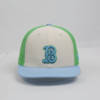 Gorra Trucker de Malla Perforada de 3 Tonos, con Bordado 3D de la Letra B Vintage, de Secado Rápido, Visera Plana, para Golf y Béisbol al Aire Libre