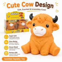 Jouet Squishy Géant Parfumé Vache des Highlands, Super Doux à Remontée Lente, Anti-Stress, Cadeau pour Enfants