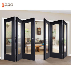 Porte pliante en aluminium à isolation thermique en verre noir moderne pour villa, surface finie, mécanisme de verrouillage pliable, <span class=keywords><strong>Leroy</strong></span> <span class=keywords><strong>Merlin</strong></span> - Product Image 1