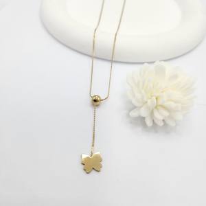 Damen 18 Karat vergoldet Edelstahl Doppels chicht Ball Y Anhänger Halskette 40 5cm wasserdicht Trendy Buddhismus Mode accessoire - Product Image 1