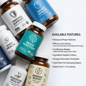 Индивидуальная этикетка для БАД, соответствующая стандартам GMP, водонепроницаемая наклейка медицинского класса для упаковки витаминов и таблеток - Product Image 2