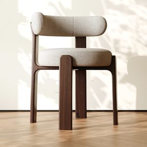 <span class=keywords><strong>Sedia</strong></span> da Pranzo in Stile Vintage con Seduta Imbottita Morbida e Finitura in Noce, Realizzata in Legno di Frassino per Sala da Pranzo e Spogliatoio - Product Image 1