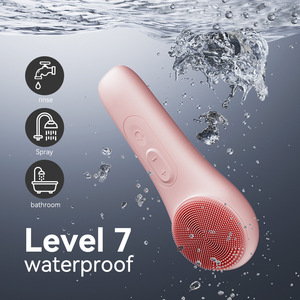 <span class=keywords><strong>Brosse</strong></span> <span class=keywords><strong>nettoyante</strong></span> faciale rechargeable en silicone avec 5 réglages de vibration et soin chauffant pour une routine de soin quotidienne - Product Image 4