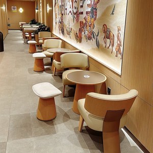 Silla de Restaurante de Madera Contemporánea con Asiento Acolchado y Juego de Mesa Redonda para Área de Comedor, Muebles Comerciales de Diseño Moderno - Product Image 1