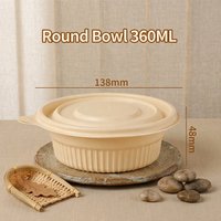 Boîte à lunch ronde jetable biodégradable à base d'amidon de maïs, compatible micro-ondes, avec couvercle anti-fuite, emballage à emporter