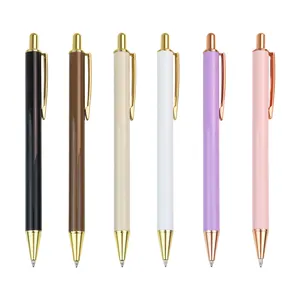 Ins tarzı güzel ışık renk tıklayın metal tükenmez kalem ısı transferi rulo baskı oem tasarım kalem.