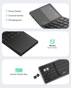 Xách tay Slim ABS 78 phím có thể gập lại bluetooth không dây Pocket Bàn phím Touchpad Bàn phím - Product Image 4