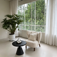 Fauteuil moderne en laine de mouton capitonné pour salon, fauteuil inclinable de style français en bois massif