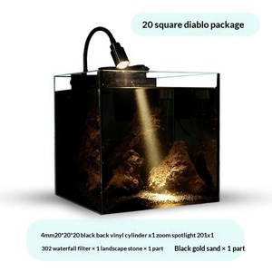Acuario de cristal negro de estilo oscuro, completo, de alta gama, para peces <span class=keywords><strong>Betta</strong></span>, pequeño, creativo y ultra transparente. - Product Image 3