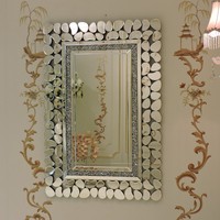 Miroir mural en or rose avec diamants écrasés, décoration murale, Espejos, Spiegels, meubles de salon, décoration intérieure, tables consoles - Vente chaude
