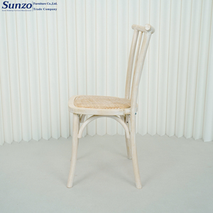 Sedie Rustiche in Legno Massello con Schienale a Croce e Seduta in Rattan per Sala da Pranzo, Interni, Esterni, Matrimoni ed Eventi - Product Image 3