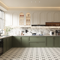 Ensembles complets d'armoires de cuisine, beige crème, unités murales supérieures et inférieures, armoire moderne en bois, meubles de cuisine pour la maison, l'appartement, la salle à manger