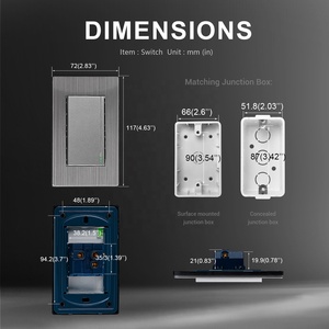 Nhà Máy Bán buôn phong cách mới Thanh Lịch Đẹp xuất hiện 1 băng đảng lớn Rocker push <span class=keywords><strong>button</strong></span> điều khiển ánh sáng không gỉ tường thiết bị chuyển mạch đối với trang chủ - Product Image 3