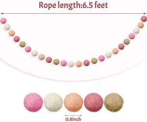 Ghirlanda di feltro di lana color <span class=keywords><strong>pompon</strong></span> clip fatta a mano 6.5 piedi lunga 24 sfere ghirlanda di feltro per la decorazione dell'albero di natale da parete - Product Image 2