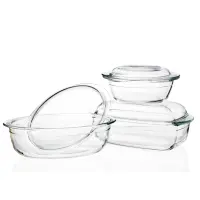 Osto Casserole Dish Set; 4 Glass Serving Containers Tempered