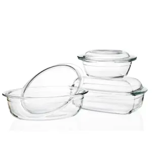 Linuo 2023 Clear Heat Resistant Borosilicate Tempered Glass Casserole Set Baking Dishes Pans Baking Pans with Glass Lid