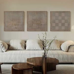 Arte Abstracto Tridimensional Marrón, Arte Texturizado para Pared, Arte Wabi-Sabi, Juego de 3 Cuadros Minimalistas en Lienzo - Product Image 1