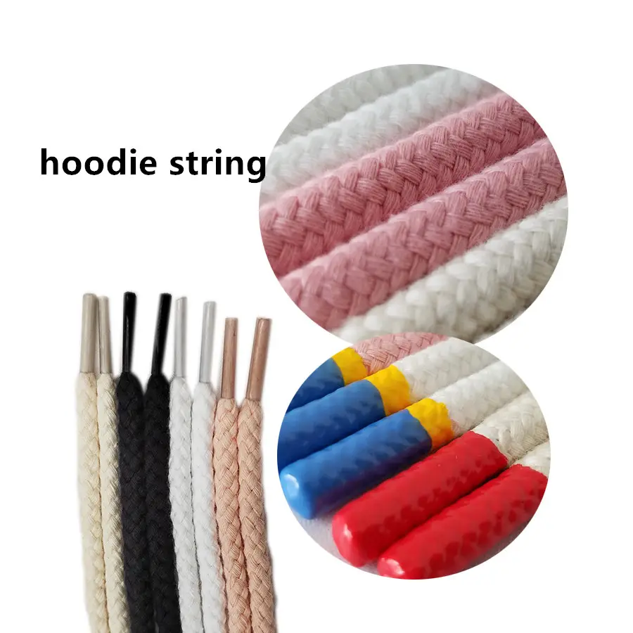 Cordon de coton tressé tissé personnalisé cordon de serrage rond pour cordes à capuche finition métallique motif de paillettes pour sacs lacets
