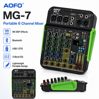 AOFO MG-7 Mixeur audio professionnel 5 canaux avec 99DSP Bluetooth USB OTG Alimentation fantôme 48V Métal et plastique Égaliseur 3 bandes